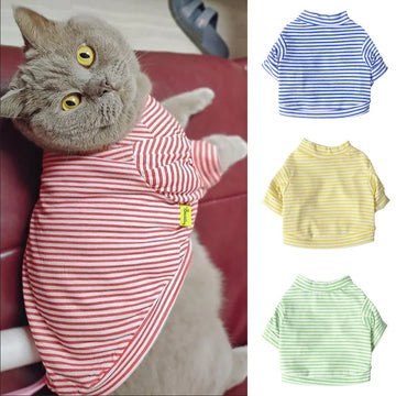 Striped Cat Vest Soft Cotton Shirt