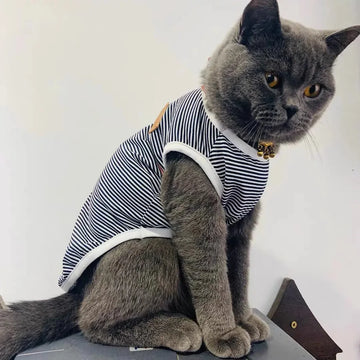 Striped Summer Cat Vest Lightweight Sleeveless Pet T-Shirt