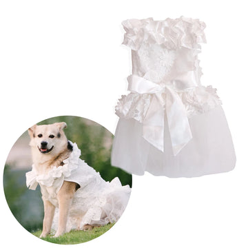 Luxury White Lace Dog Wedding Dress