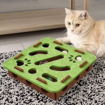 Interactive Cat Puzzle Felt Maze Toy with Bell Ball