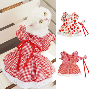 Floral Plaid Pet Princess Dress