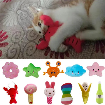 Plush Pet Chew Toy with Squeaker for Cats