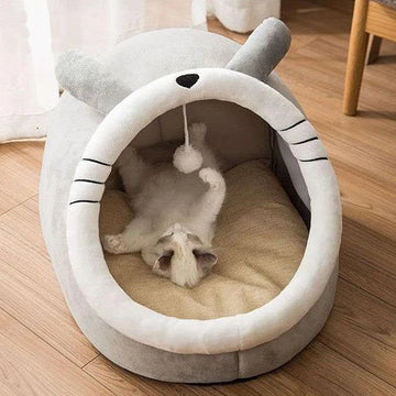 Cozy Foldable Cat Cave with Removable Cushion
