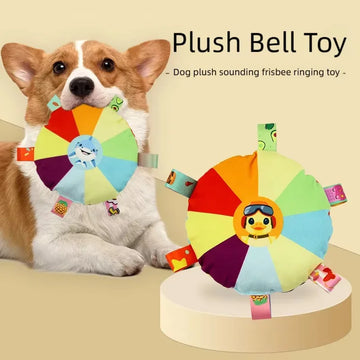 Interactive Plush Disc Dog Toy with Built-in Squeaker
